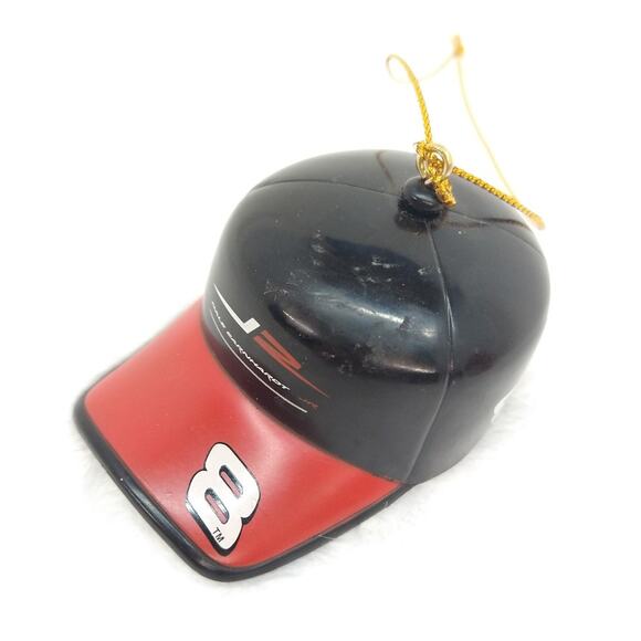 Dale Earnhardt Jr #8 Christmas Ornament Plastic Baseball Hat Miniature Red Black - Picture 3 of 16